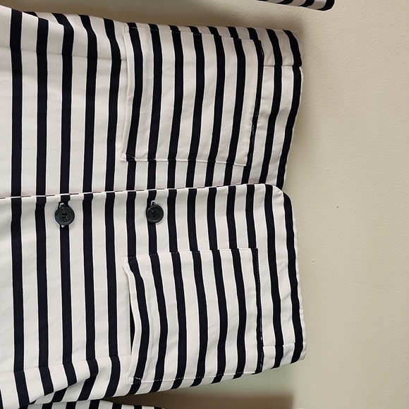 Tahari navy blue white stripe 3 button knit blazer coastal nautical womens small - Picture 4 of 7